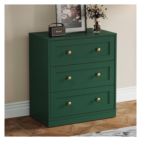 Small 3 Drawer Dresser, Green Dresser for Bedroom, Wood Nightstand with Drawers, Modern Chest of Drawers for Closet, Living Room, Entryway
