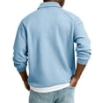 thumbnail image 4 of Knit Polo Shirts Mens Long Sleeve Casual Polo Sweaters Shirt Waffle Textured Collared Sweater Light Blue S, 4 of 7