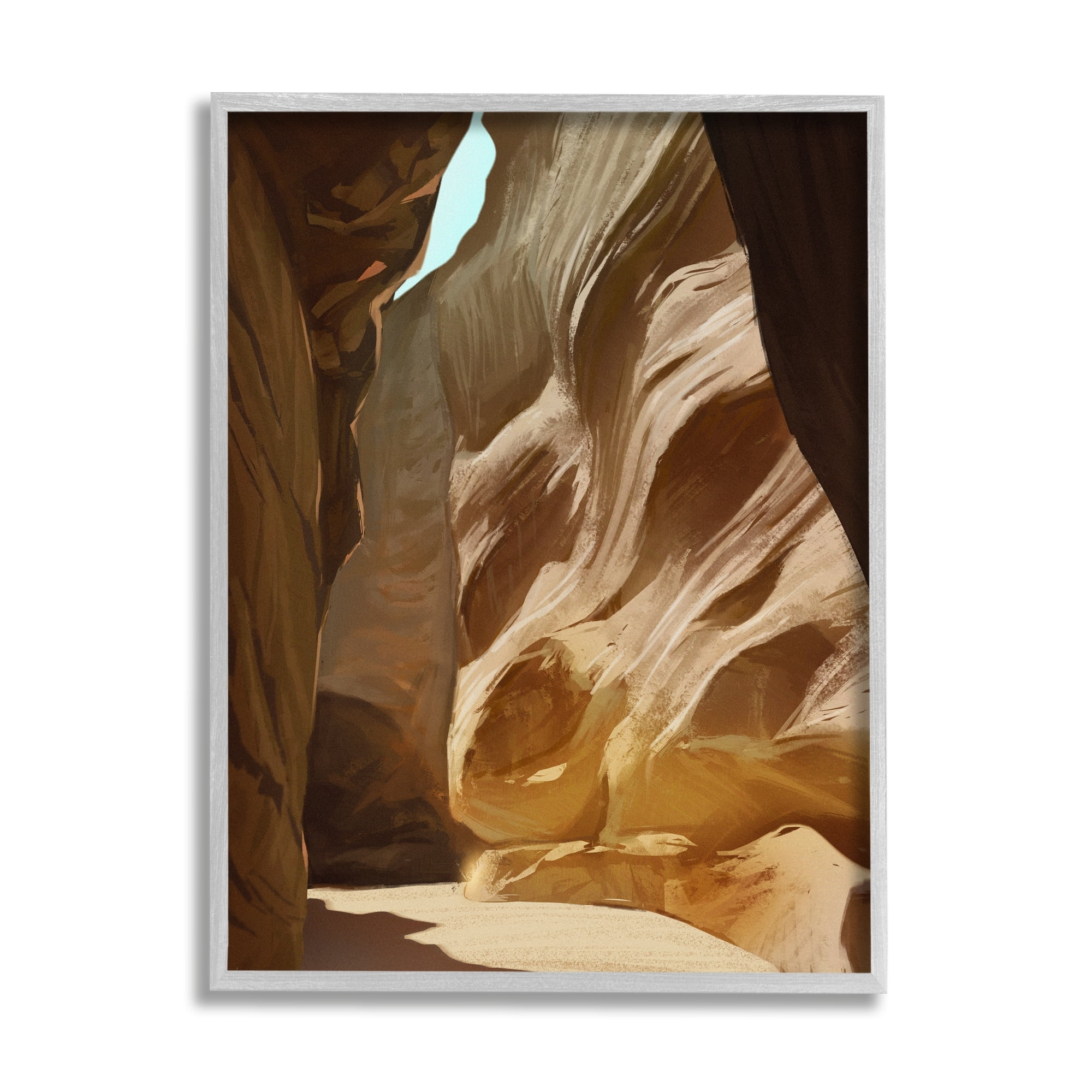 Stupell Industries Sandy Desert Cliffs Peaceful Arid Canyon Landscape Painting Gray Framed Art Print Wall Art, Design by Ziwei Li