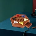 thumbnail image 3 of Juego de mesa de damas chinas de madera con 60 canicas de vidrio de colores, clásico Mármol Acrílico, 3 of 9