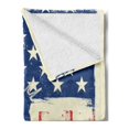 thumbnail image 2 of 4th of July Soft Flannel Fleece Throw Blanket, Liberty Silhouette with Grunge American Flag Backdrop, Cozy Plush for Indoor and Outdoor Use, 70" x 90", Vermilion Navy Blue, by Ambesonne, 2 of 5