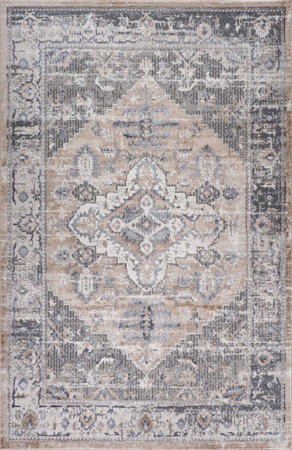Rug Branch Atlas Vintage Indoor Area Rug, Brown Grey, Oriental - Living Room, Bedroom, Dining Room, and Kitchen