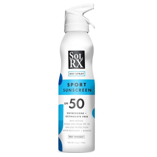 SolRX SPORT SPRAY SPF 50 Protector solar en spray SPF50 Reef Friendly Protector solar de amplio espectro para rostro y cuerpo Sin oxibenzona