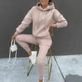 thumbnail image 2 of BiZtdJrK Women 2 Piece Sets Fall Winter Outdoor Long Sleeve Hoodie and Drawstring Sweatpant Tracksuit Solid Casual Pullover Sweatshirt Harem Trousers Jogger Outfits Lightning Sale Pink S, 2 of 7