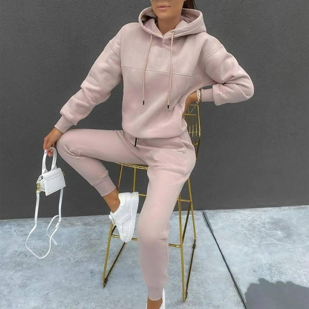 Puntoco Suéter De Manga Larga Con Capucha Sólida Para Mujer Traje Casual De Dos Piezas De Manga Larga Con Capucha Liquidación Puntoco Puntoco-3316