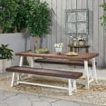 thumbnail image 2 of Noble House 74.00" Adult Rectangle 3 Pieces Acacia Wood Picnic Table, Brown/White, 2 of 10