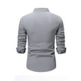 thumbnail image 6 of Mens Casual Shirts Qiggri Men Casual Fashion Solid Colour Round Neck Button Long Sleeve Shirt Blouse, 6 of 7