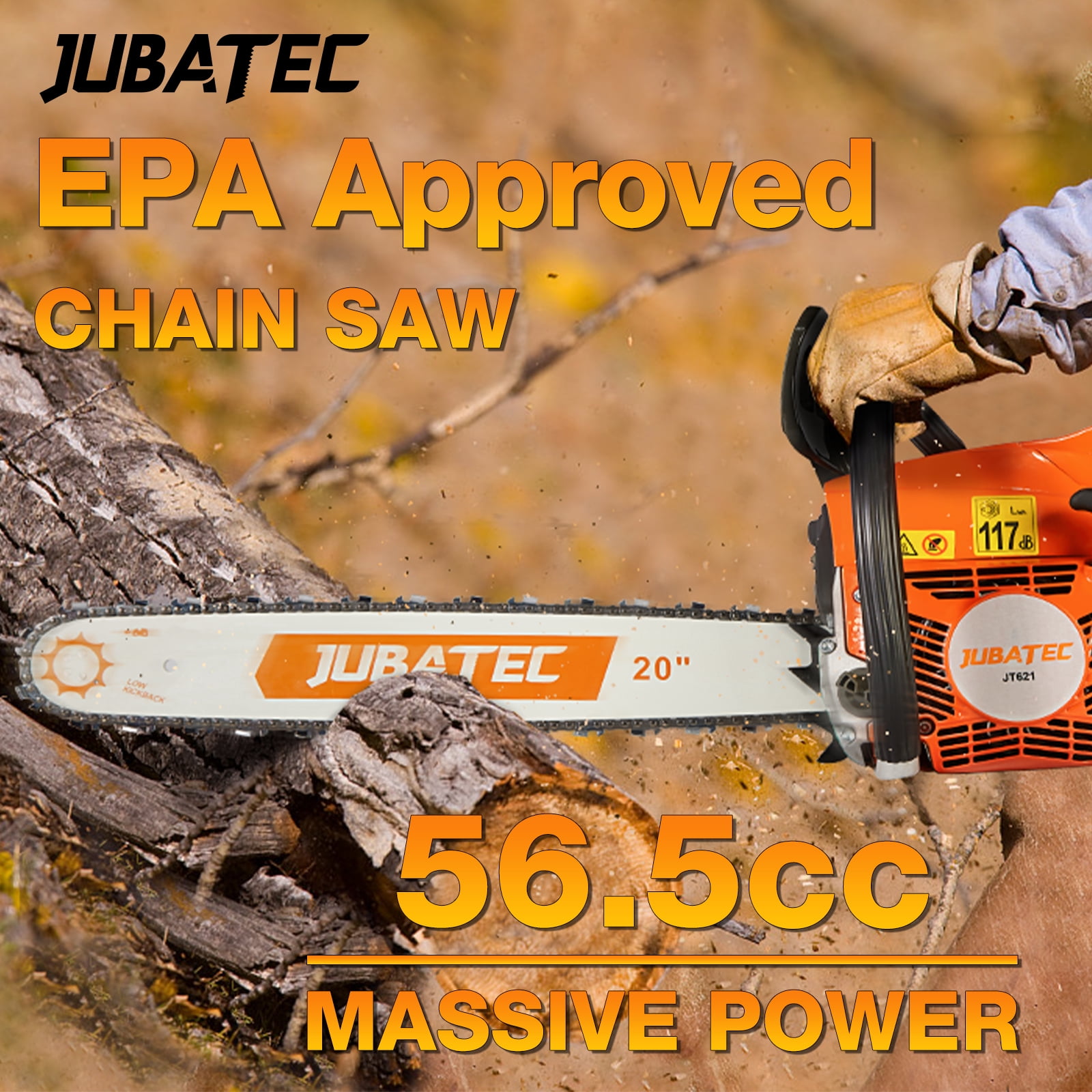 56.5cc 20 inch Bar Gas Powered Chainsaws 2 Stroke Handed Petrol Gasoline Power Chain Saws for Trees Wood Cutting