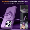thumbnail image 5 of for iPhone 14 Pro Max Case with Stand [ Grade Drop Tested][Compatible with Magnet] Ring Translucent Slim Hard Back Soft Edge, Purple, 5 of 14