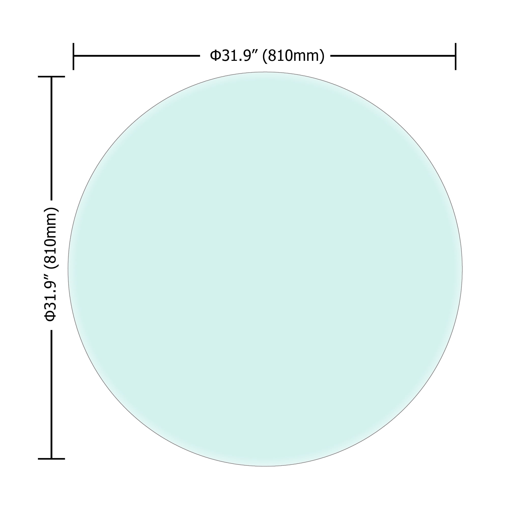 MAYEERTY 32" Round Tempered Glass Table Top, 1/2" Thick Beveled Polished Edge, Clear
