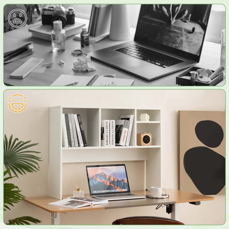 Costway Computer Desktop Bookcase Organizer, White photo 8