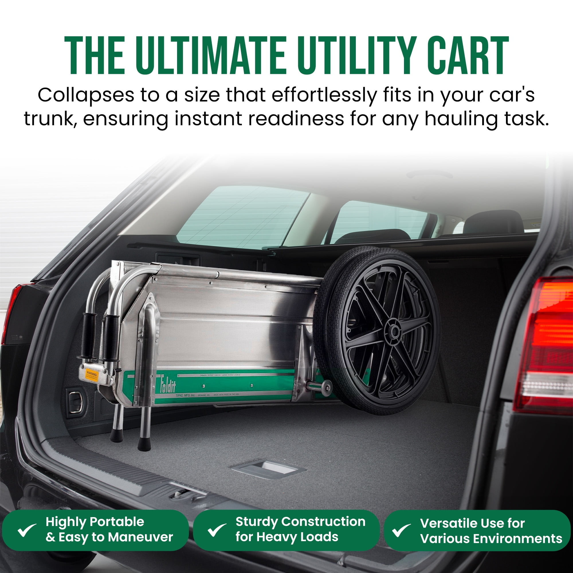 Tipke Heavy Duty Aluminum Folding Utility Cart - Pull Along