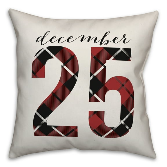 Creative Products December 25 Farmhouse Plaid 18x18 Indoor / Outdoor Pillow