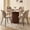 Khaki Textile Chairs, variant on 5 Piece Round Dining Table Set - Mid-Century 47 inch Oak Dining Table with 4 Brown Faux Leather Chairs Set, Dinner Table & Chair with Metal Legs for Kitchen Dining Room, Apartment, Bedroom
