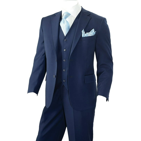 Men's 3 Piece Solid 2 Button Regular Fit Suit