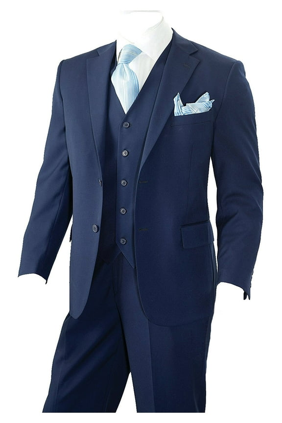 Men's 3 Piece Solid 2 Button Regular Fit Suit