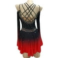 thumbnail image 3 of LIUHUO Custom Black - Red Gradient Spandex Ice Skating Dresses for Women & Girls - High Elasticity, Cross - Diamond Shoulder Straps, 3 of 7