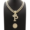 thumbnail image 3 of iJewelry2 Kings and Queens Crowned Initial Letter P Crystals Pendant Gold-tone Cuban Linked Chain Necklace, 3 of 3