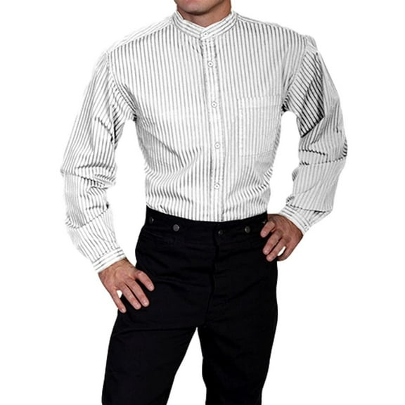 Scully Mens White 100% Cotton Stripe L/S Shirt XL