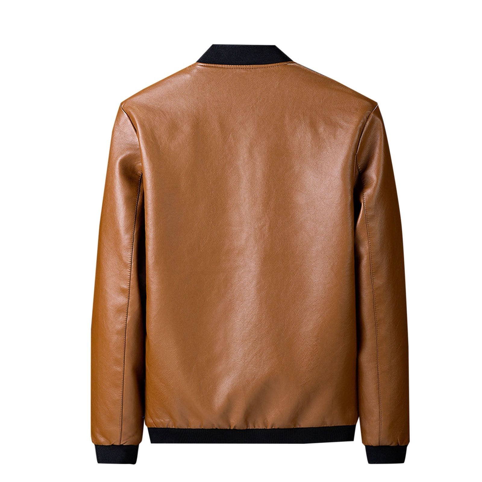 BVnarty Men's Faux Leather Jacket Zipper Bomber Jacket PU Leather Motorcycle Jacket (Yellow,XXXL)
