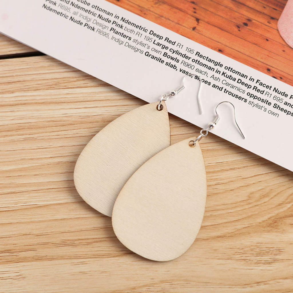 Unfinished Wooden Earrings, Blank Circle, Oval Wood Drop, Dangle Ear Rings  for Jewelry, DIY Craft Making Supplies