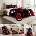 thumbnail image 6 of Twin Quilt Set 68''x86'', Black Red Lightweight Summer Bedspread Coverlet Set with 2 Pillow Shams, White Circle Geometric Abstract Texture Breathable All Season Quilt Bedding for Dorm/Bedroom, 6 of 9