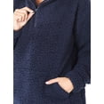 thumbnail image 4 of Women's Soft Cotton Candy Fleece Quarter Zip-Up Sherpa Hoodie Sweatshirt Top with Kangaroo Pocket, 4 of 5