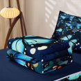 thumbnail image 5 of Erosebridal Sparkling Blue Butterfly Zipper Twin Comforter Sets with Fitted Sheet and 2 Pillowcases for Girls, Watercolor Dot Print Zipper Bedding Set, Navy Reversible, 4pcs, 5 of 7