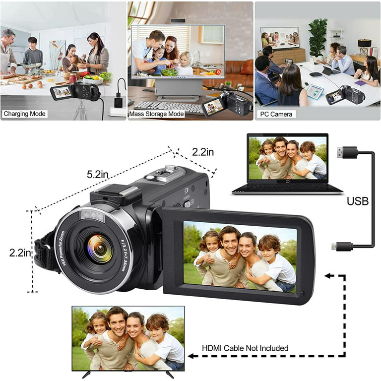 Live Streaming 4K Video Camera 64MP Camcorder WIFI Vlogging Cameras For   18X Zoom 4 Rotate Touch Screen Digital Recorder - AliExpress