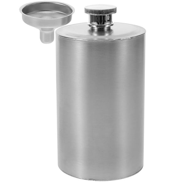 Miangastore Flacon à Vin en Acier Inoxydable avec Entonnoir Flacon Cylindrique Flacon Tambour pour Hommes Extérieur Flacon à Vin Portable