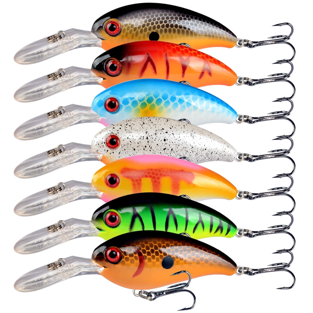 Bass Lures Kit, 7 Pieces Crankbait Crank Bait Bass Fishing Lures