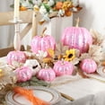 thumbnail image 6 of 7 Pcs Fake Glitter Pumpkins Fall Artificial Pumpkins for Decoration Different Sizes, Halloween Thanksgiving Autumn Harvest DIY Foam Pumpkin Indoor Outdoor Home Decor, Hot Pink, 6 of 6