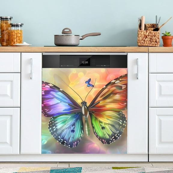Rainbow Butterflies Dishwasher Magnet Cover Magnetic Fridge Door Cover Home Kitchen Decor 23"x 26"