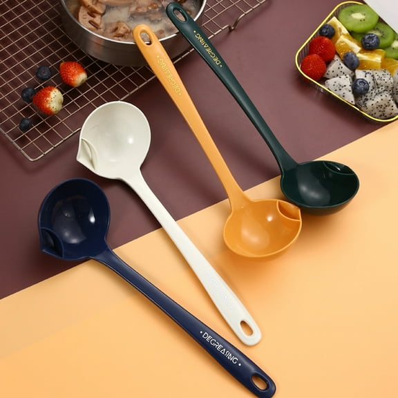 Travelwant Premium Soup Ladle,Long Plastic Handle Soup Oil Separator Scoop, Kitchen Colander Filtering Grease Spoon