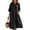*Black, variant on ClodeEU Women's V Neck Half Button 3/4 Sleeve Linen Cotton Midi Dress with Pockets,Casual Loose Dress Army Green,Women's Plus L