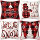 thumbnail image 1 of Fundas de Almohada Navideñas,Adornos Navideños de ,Fundas de Almohada Clásicas de Lino a Cuadros Negros y Rojos para Sofá,Silla,Cama,Hogar(C)(4 piezas), 1 of 5