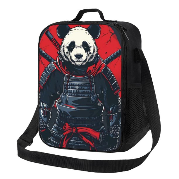 Balery Red Black Eastern Panda Warrior Caja de Almuerzo y Bolsa de Almuerzo para Hombres y Mujeres, Bolsa de Almuerzo Reutilizable con Gran Capacidad, Bolsa de Almuerzo Aislada