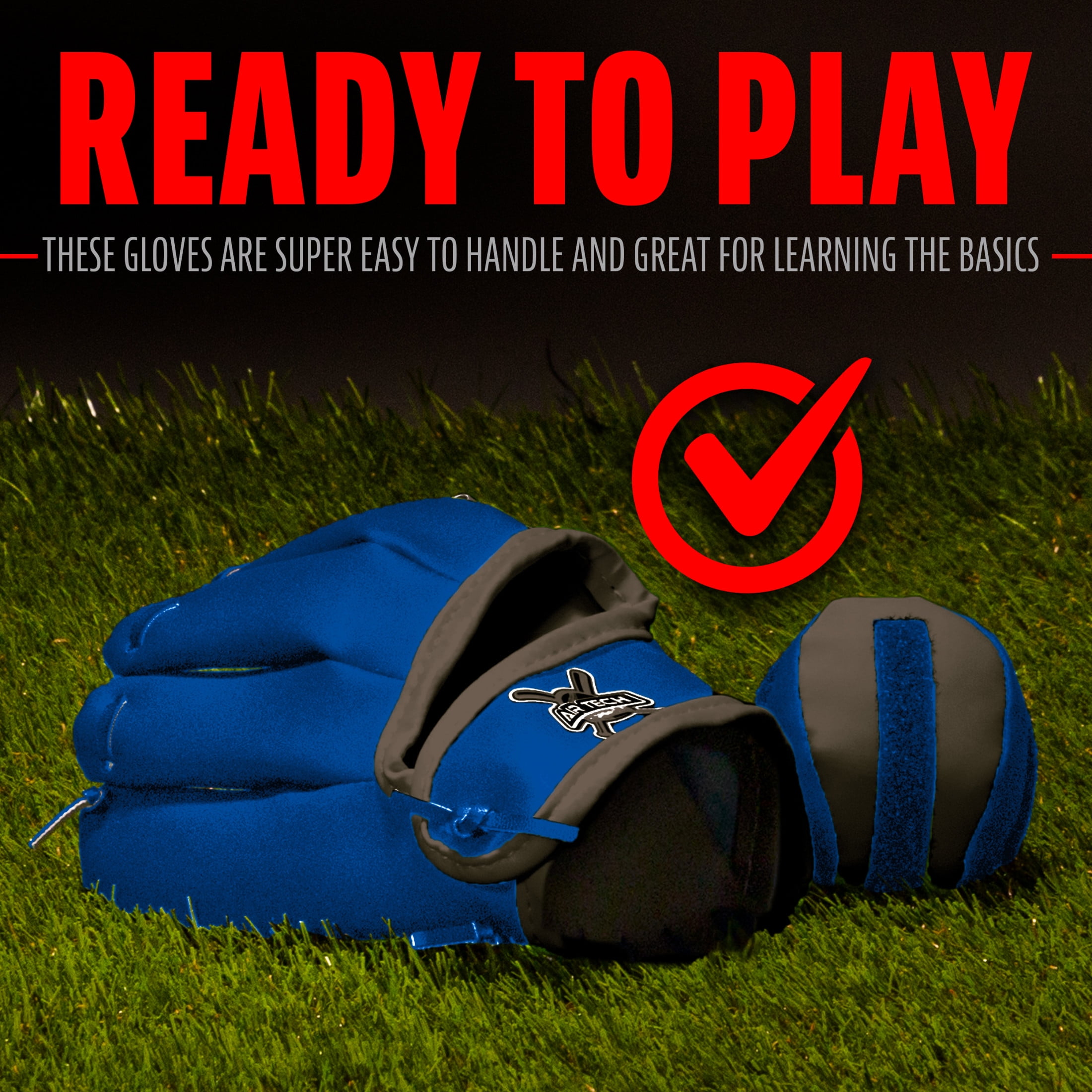 Franklin Sports Kids Toy Baseball Glove + Ball Set - Stiktek Baseball + Teeball Glove for Boys + Girls - Self-Stick Mitt + Ball Included - Youth Toy for Ages 3+ - 8\" Inch - Grey + Navy