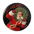 thumbnail image 1 of Christmas Holiday Santa Ho Ho Ho Wreath Pinback Button Pin, 1 of 5