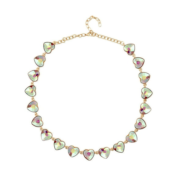 Mystic Color Glass Heart Goldtone Heart Necklace for Women Jewelry for Women Size 20-22" Birthday Christmas Gifts for Women