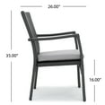 thumbnail image 5 of GDF Studio Venti Outdoor Acacia Wood and Wicker 5 Piece Dining Set with Cushion, Gray, 5 of 13