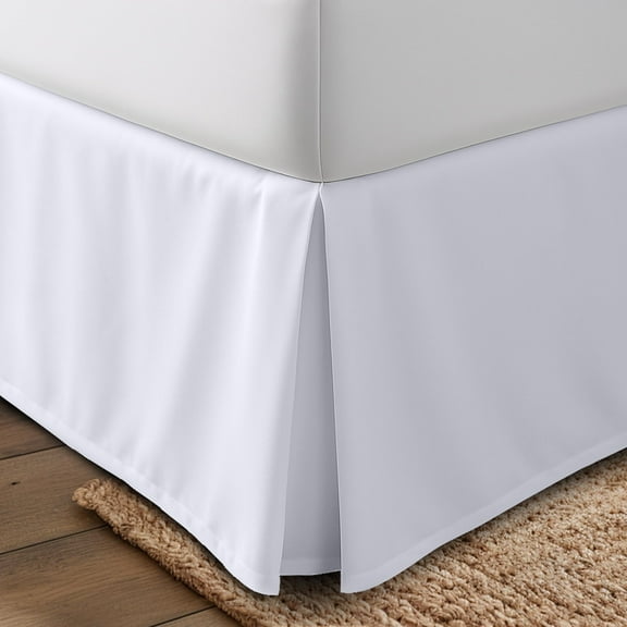Queen Bed Skirt 16 Inch Drop, Quadruple Pleated Ruffle Design, Soft Microfiber Bedskirt, Hotel Quality Easy Fit, for Bedroom Decor, Under Bed Storage Cover, White