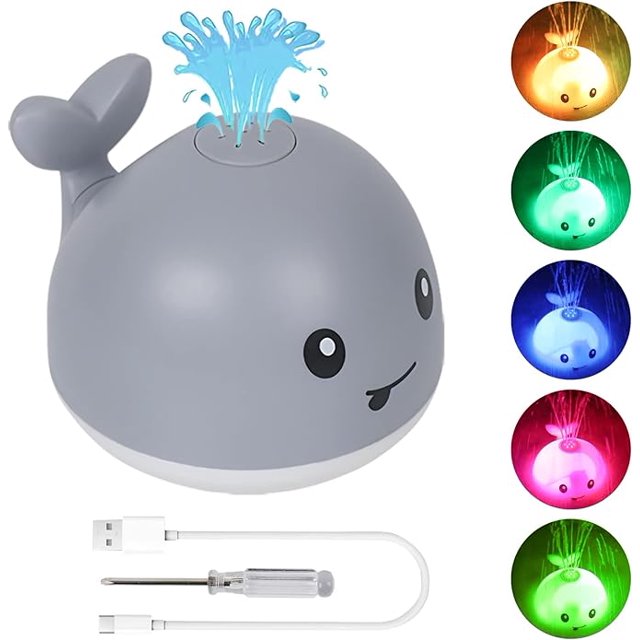 Juguetes de baño de ballena recargables, juguetes de bañera con Agua pulverizada iluminada para niños, rociador, juguete de baño para bebé para niños pequeños, niños y niñas