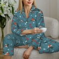 thumbnail image 6 of Salouo Bullfinches Branches And Balls Pattern Women's Pajamas Set Long Sleeve Button Down Sleepwear Soft Pj Lounge Sets for women 2 Piece Pjs Set with Long Pants-Large, 6 of 7