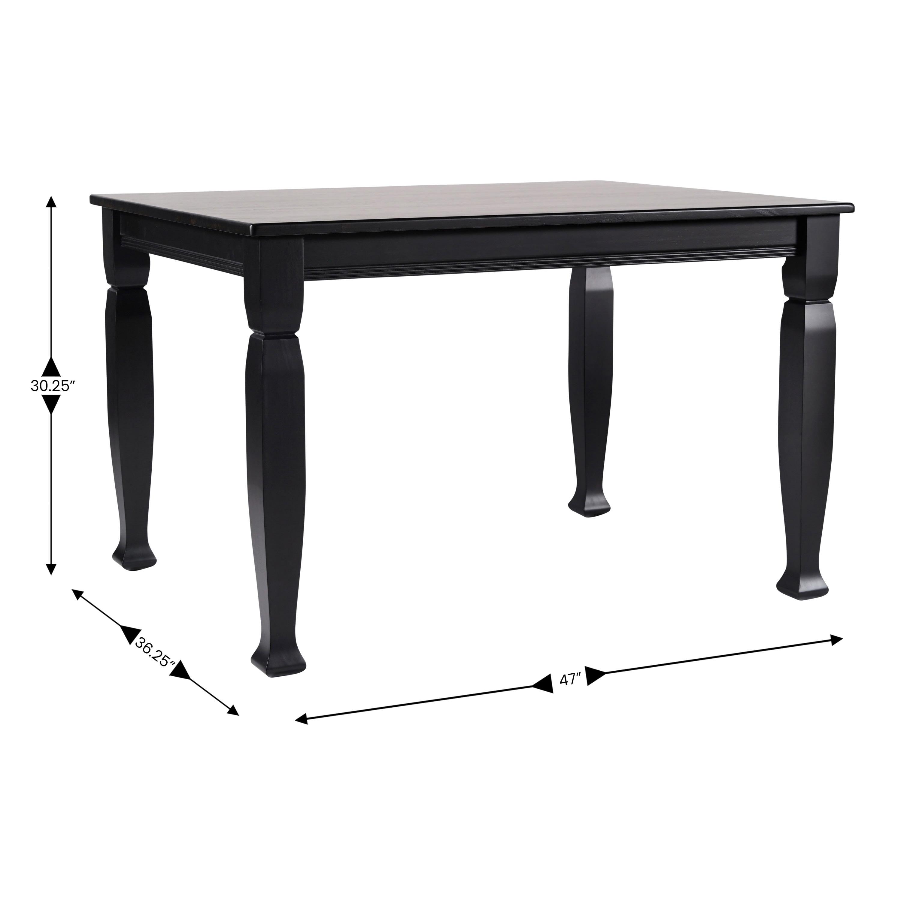 Merrick Lane 47" Wooden Dining Table with Sculpted Legs and Seating for 4 in Black