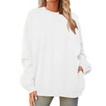thumbnail image 3 of Riforla Womens Daily Print Long Pullover Letter O Neck Printing Long Sleeve Skateboard Hoodie Blouse Womens Sweatshirts White XXL, 3 of 9