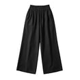 thumbnail image 4 of Levmjia Women Wide Leg Pants High Waisted Solid Color Casual Lounge Pants with Pockets Elastic Waist Flowy Straight Leg Trousers, 4 of 7