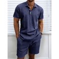 thumbnail image 4 of Men 2 Piece Outfits Casual Top and Pants Sets Dark Blue S, 4 of 9