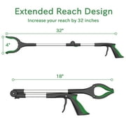 32 Reacher Grabber Tool, ORFELD Trash Claw Grabber Reaching Assist Pick up Portable Aluminum Green