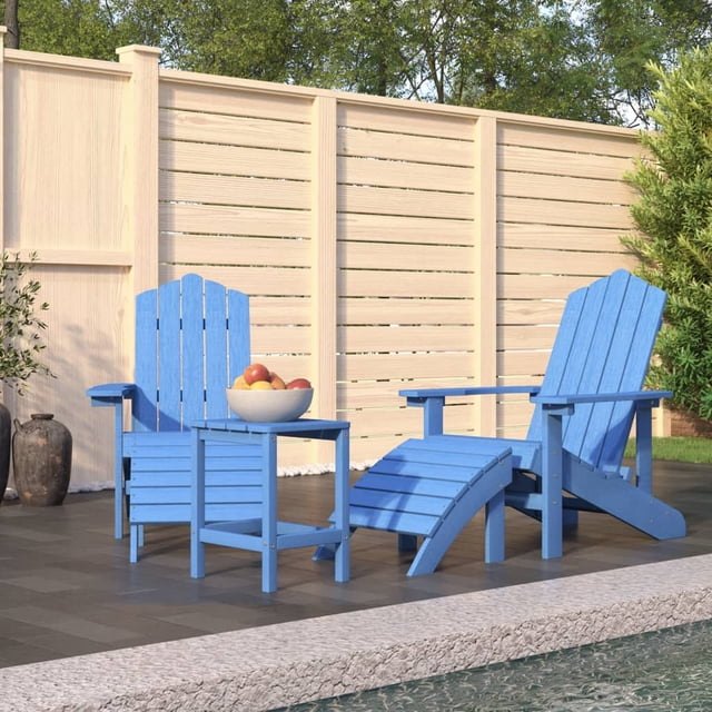 vidaXL Chaises de Jardin Adirondack avec Repose-Pieds & Table HDPE Bleu Aqua